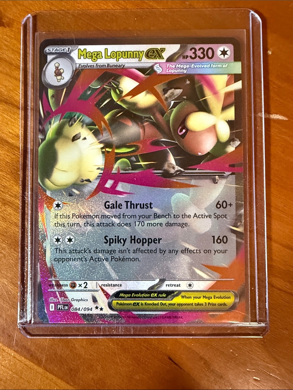 Pokemon Mega Lopunny EX Holo Rainbow Foil Card - Pink, Yellow, Green